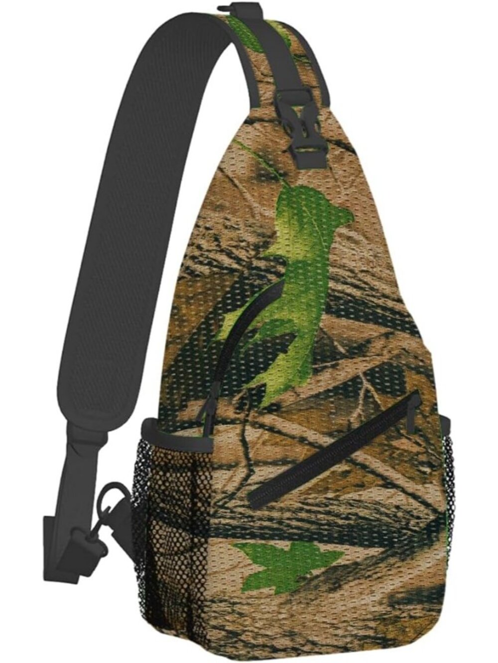 Unisex Green Brown Halloween Bat Sling Backpack Travel Hiking Crossbody Bag